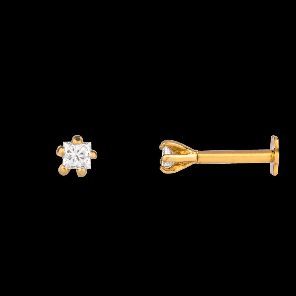 18K Yellow Gold Diamond Nosepin - 0.087ct VS-FG