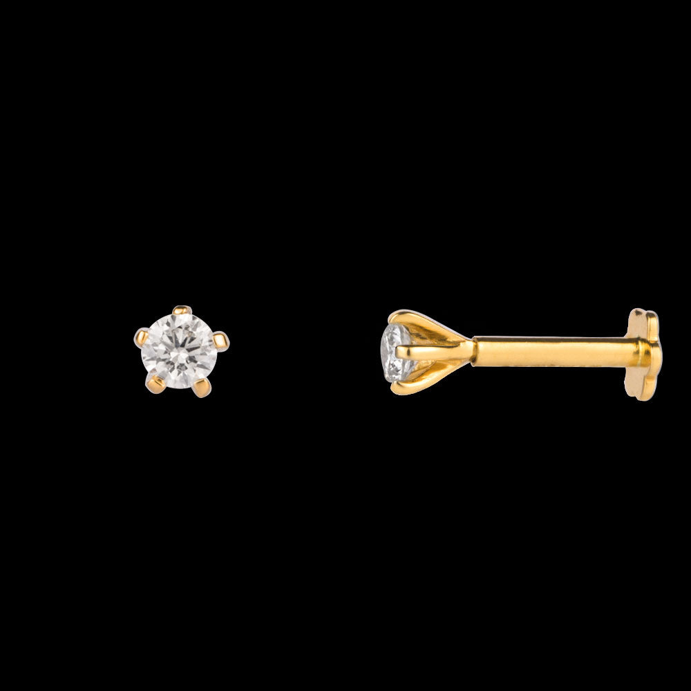 18K Yellow Gold Diamond Nosepin - 0.08ct VS-FG