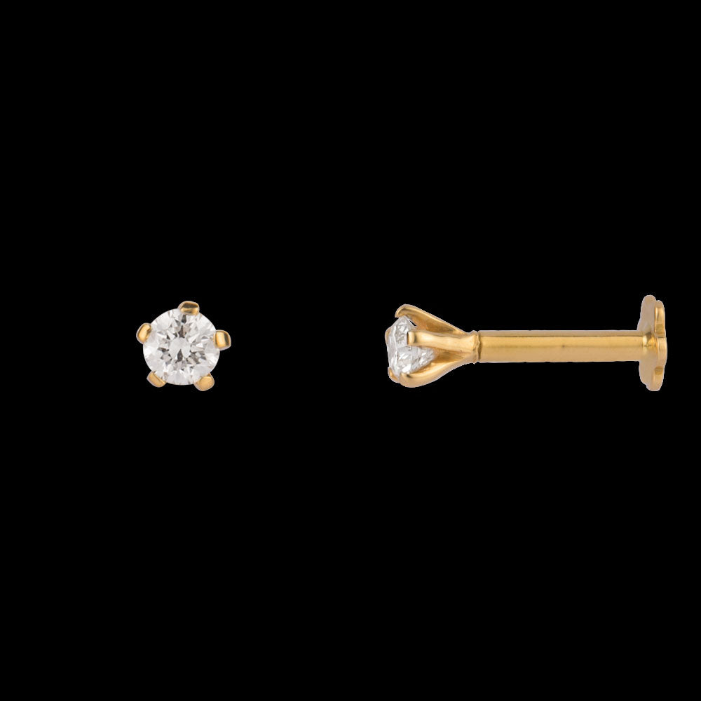 18K Yellow Gold Diamond Nosepin - 0.08ct VS-FG