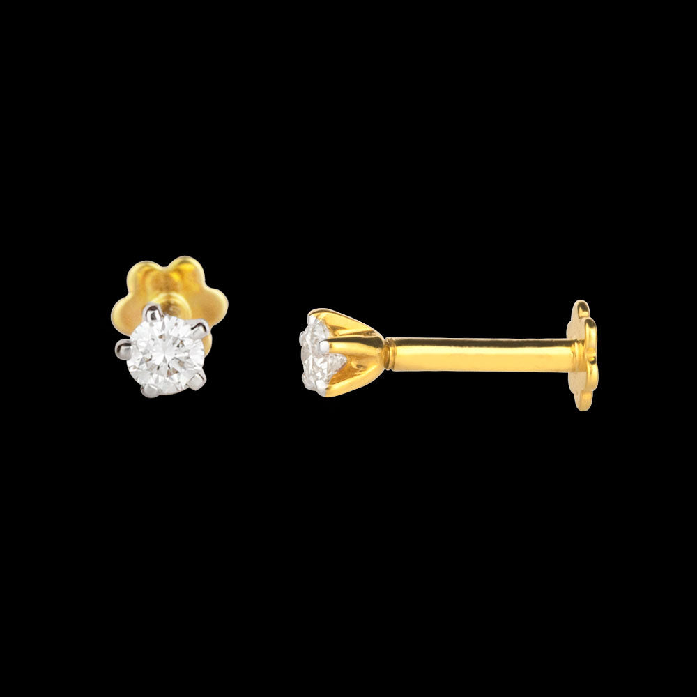 18K Yellow Gold Diamond Nosepin - 0.06ct VVS-IJ