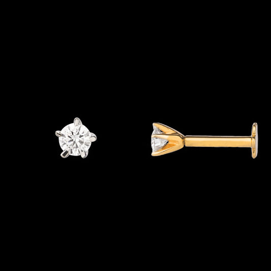 18K Yellow Gold Diamond Nosepin - 0.08ct VVS-GH