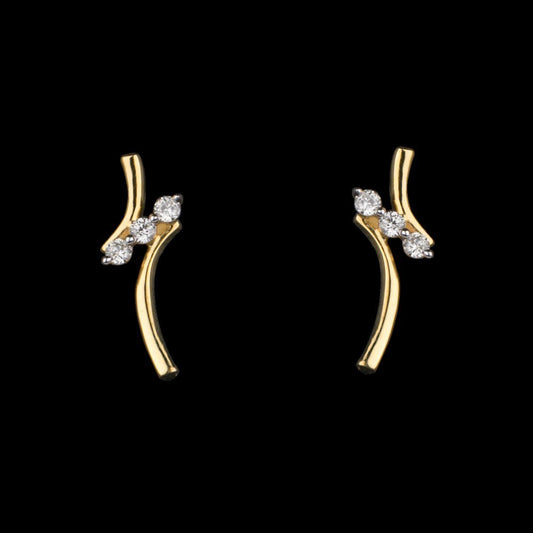 14K Yellow Gold Diamond Earrings - 0.11ct SI-GH