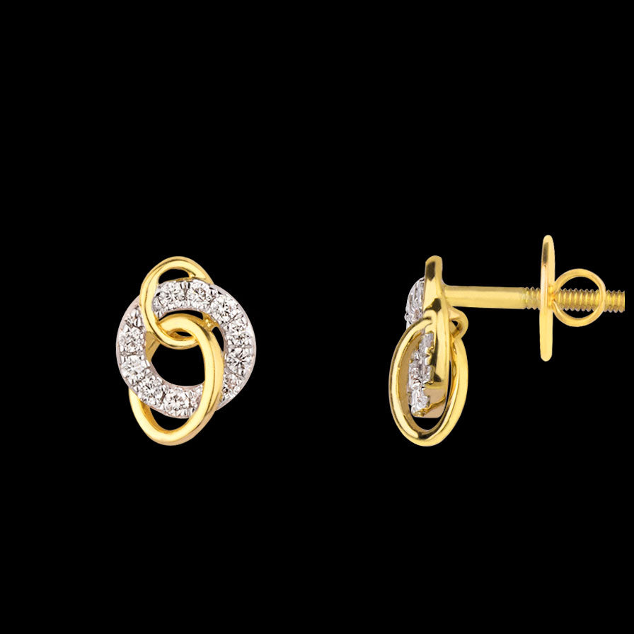 18K Yellow Gold Diamond Earrings - 0.236ct VS-SI-GH
