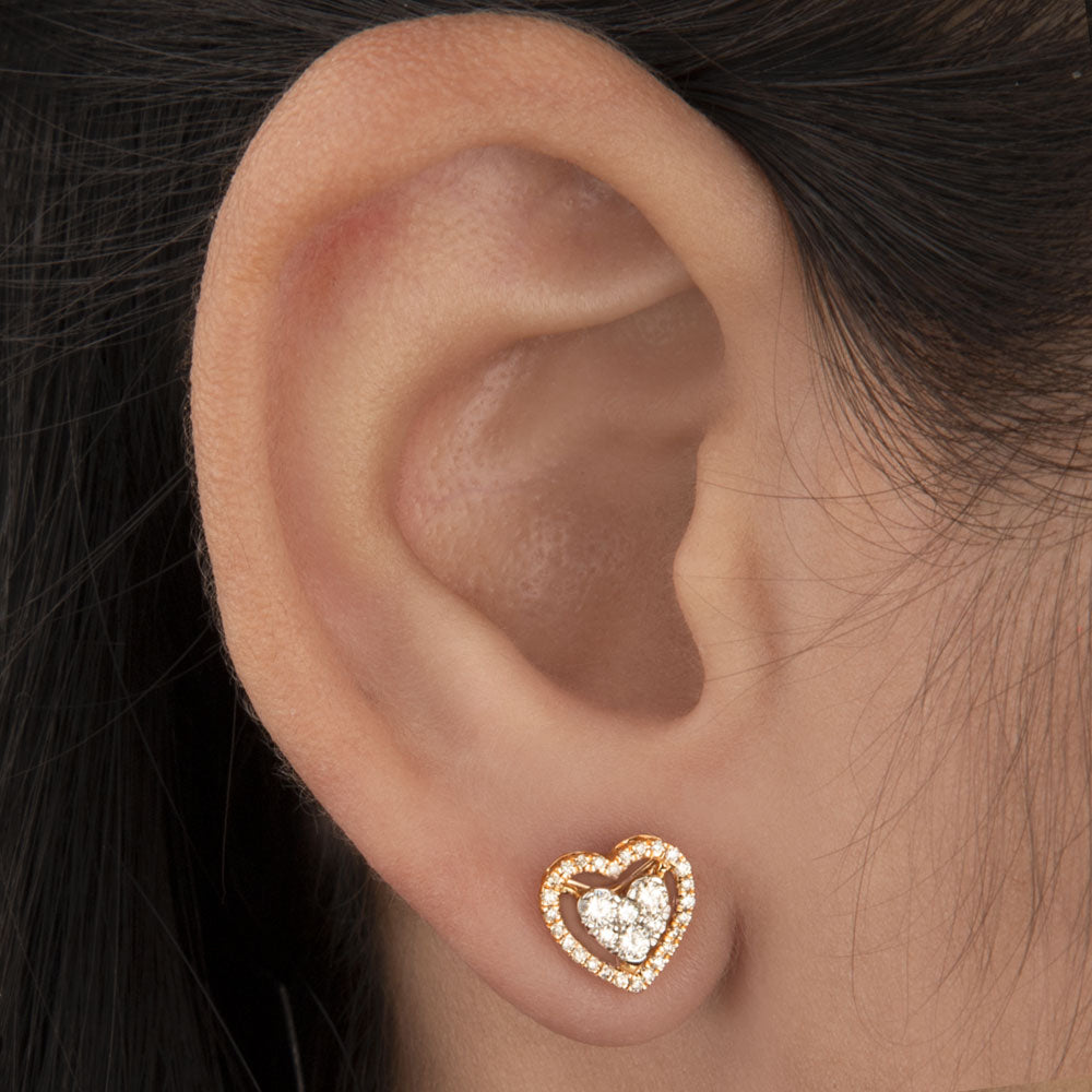 18K Yellow Gold Diamond Earrings - 0.32ct VVS-FG