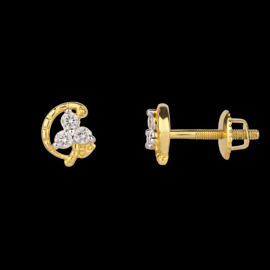 14K Two Tone Gold Diamond Earrings - 0.19ct VVS-VS-GH