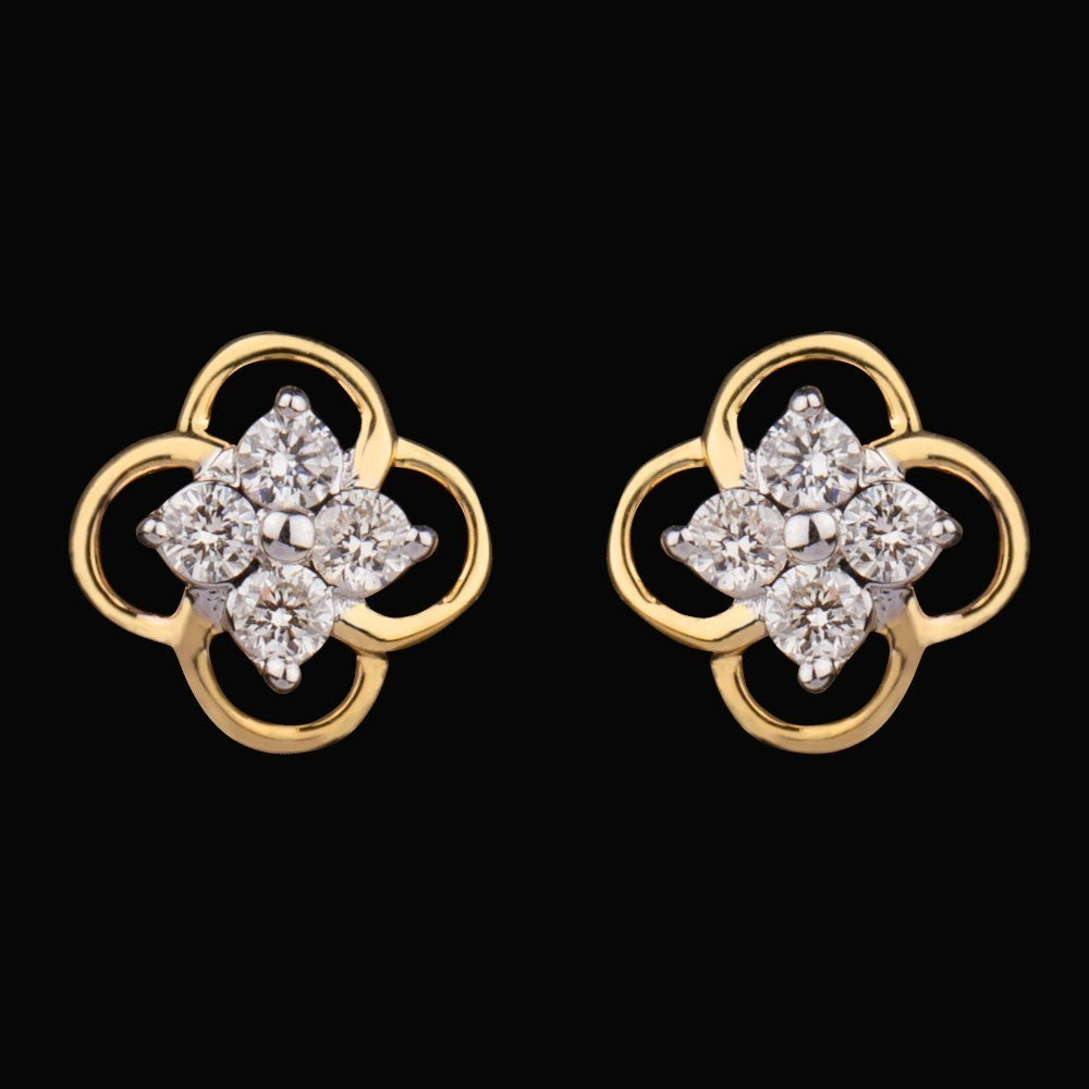 14K Two Tone Gold Diamond Earrings - 0.18ct VS-SI-HI