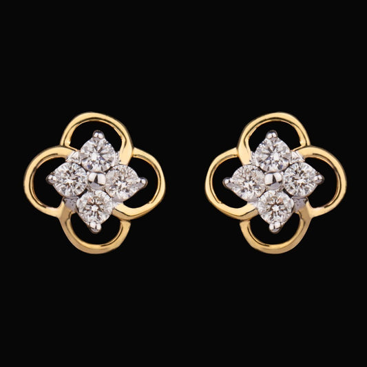 14K Two Tone Gold Diamond Earrings - 0.18ct VS-SI-HI