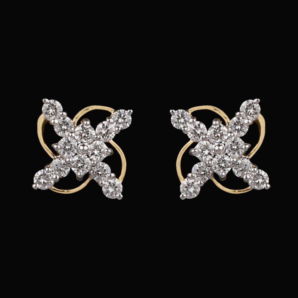 18K Yellow Gold Diamond Earrings - 0.182ct VVS-VS-GH