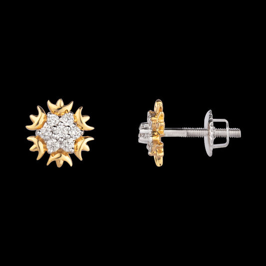 14K Two Tone Gold Diamond Earrings - 0.22ct VS-SI-HI