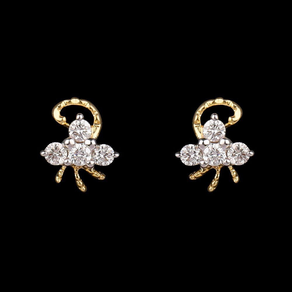 14K Yellow Gold Diamond Earrings - 0.18ct VS-SI-HI