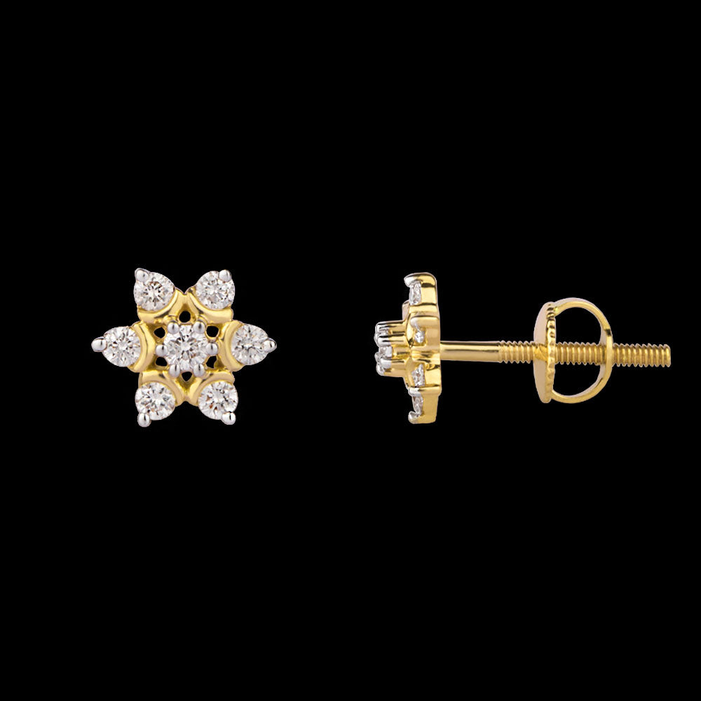 14K Yellow Gold Diamond Earrings - 0.19ct VS-SI-HI