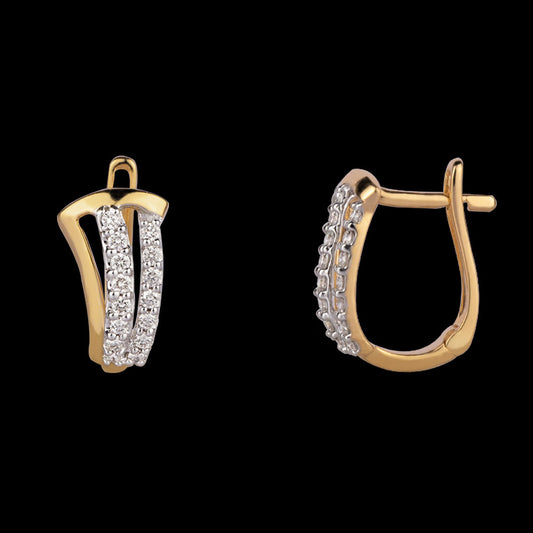 14K Two Tone Gold Diamond Earrings - 0.28ct VS-SI-HI