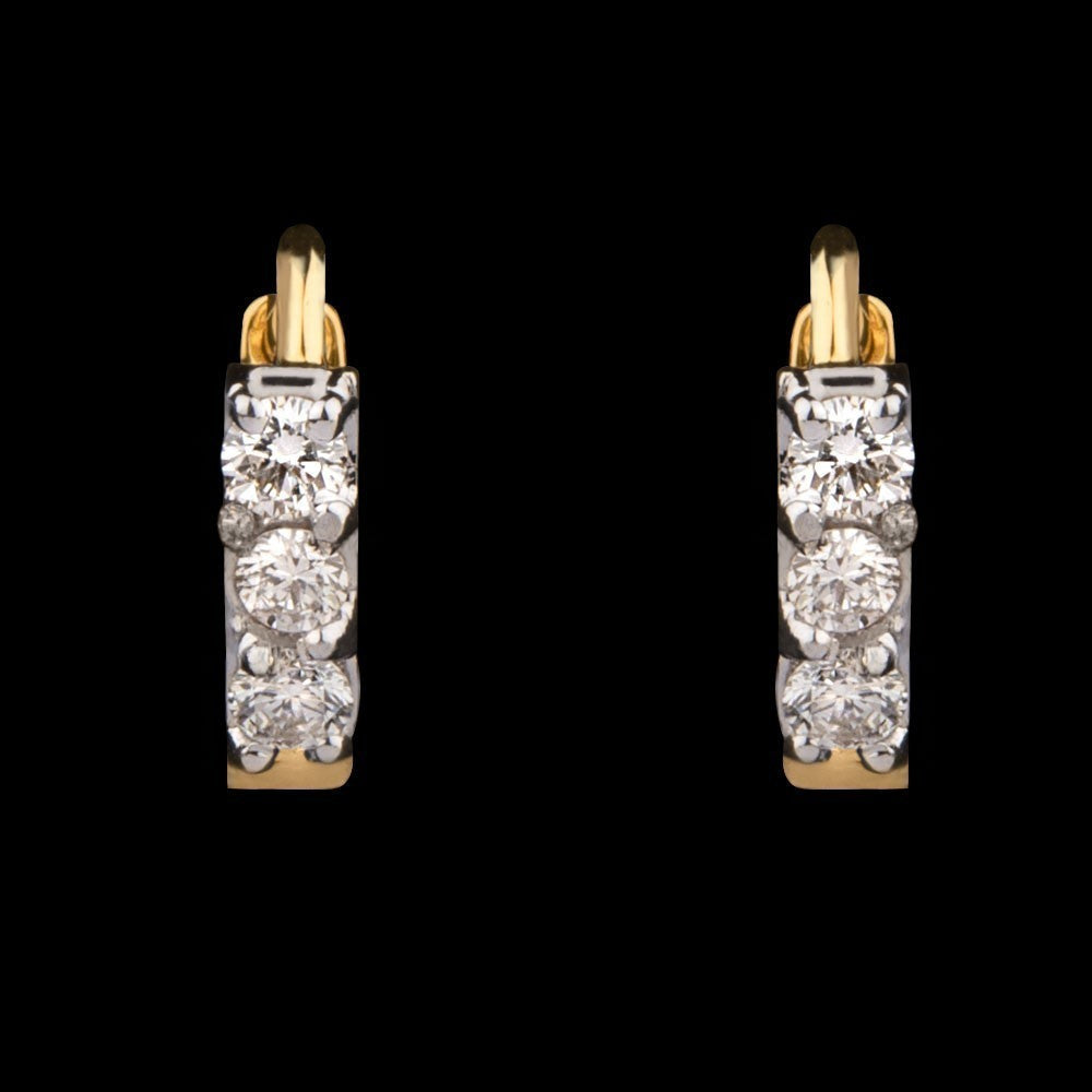 14K Yellow Gold Diamond Earrings - 0.21ct VVS-VS-IJ
