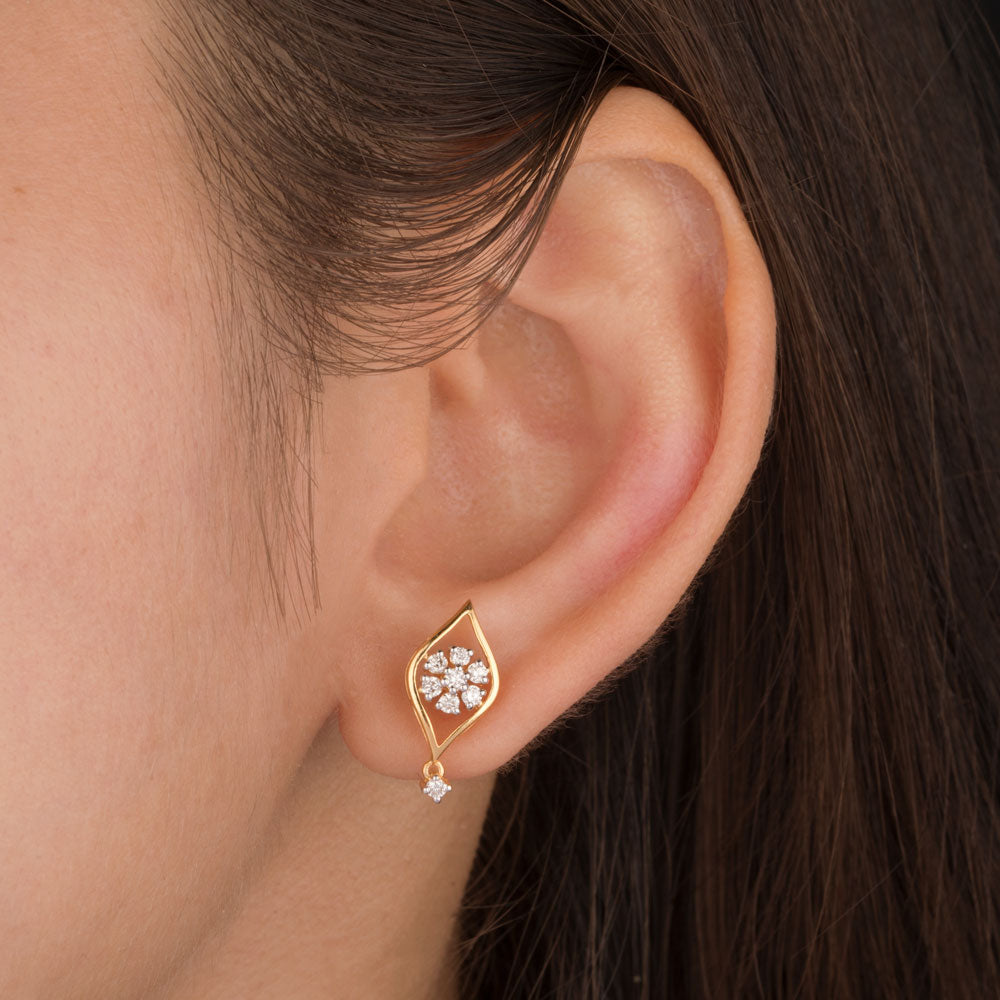 14K Two Tone Gold Diamond Earrings - 0.33ct VS-SI-HI