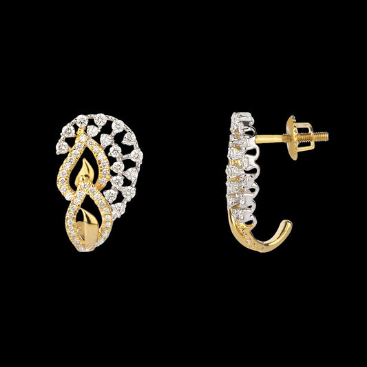 14K Two Tone Gold Diamond Earrings - 0.83ct VVS-VS-GH