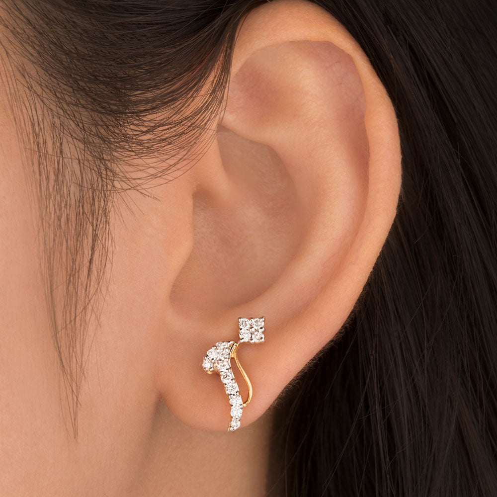 18K Yellow Gold Diamond Earrings - 0.45ct VVS-VS-EF