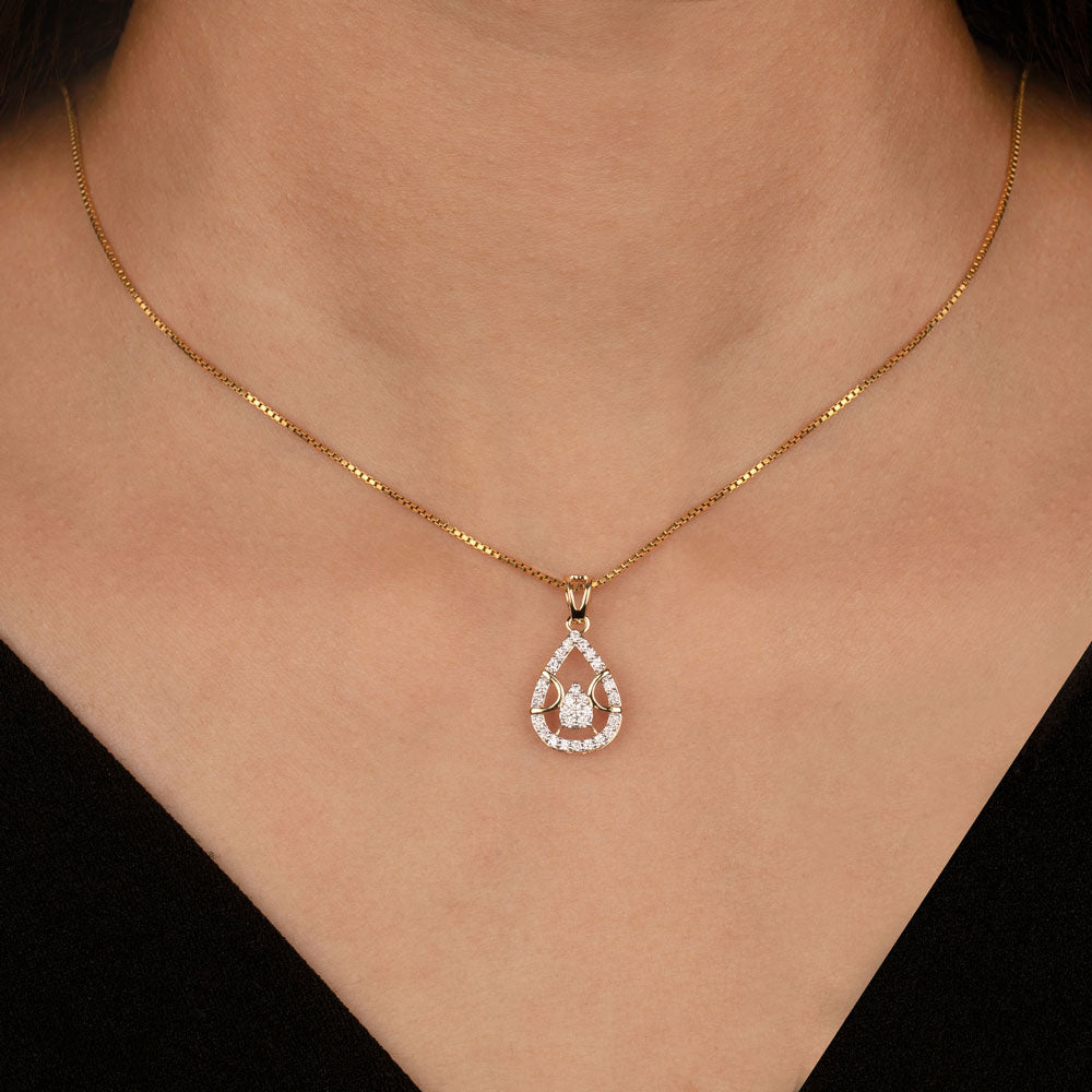 18K Yellow Gold Diamond Pendant - 0.23ct VVS-VS-GH