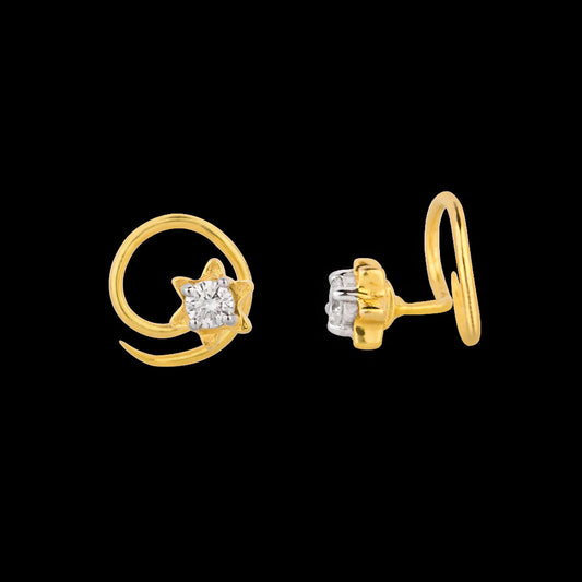18K Yellow Gold Diamond Nosepin - 0.051ct VVS-EF