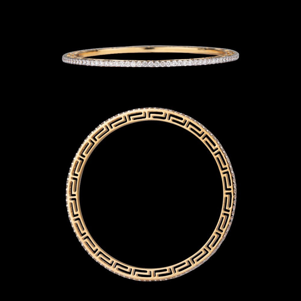 18K Yellow Gold Diamond Bangle - 3.72ct VVS-VS-IJ