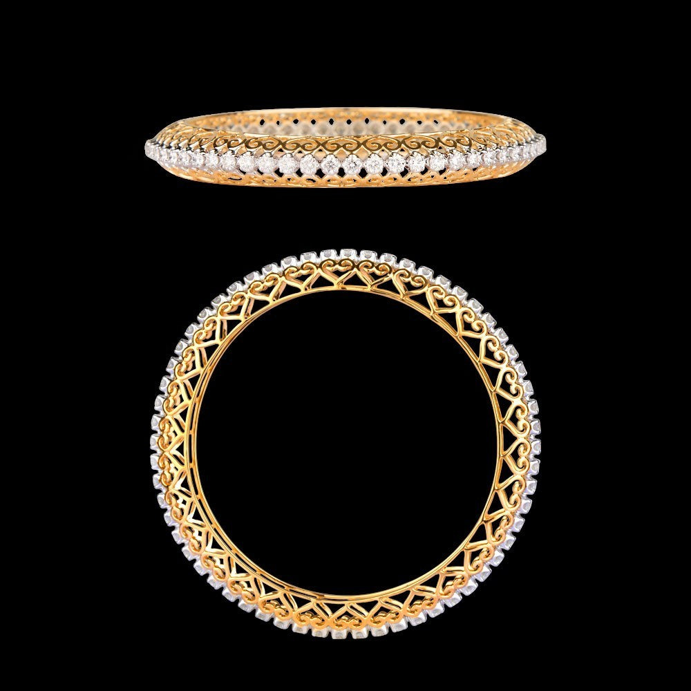 14K Yellow Gold Diamond Bangle - 4.58ct VVS-VS-GH
