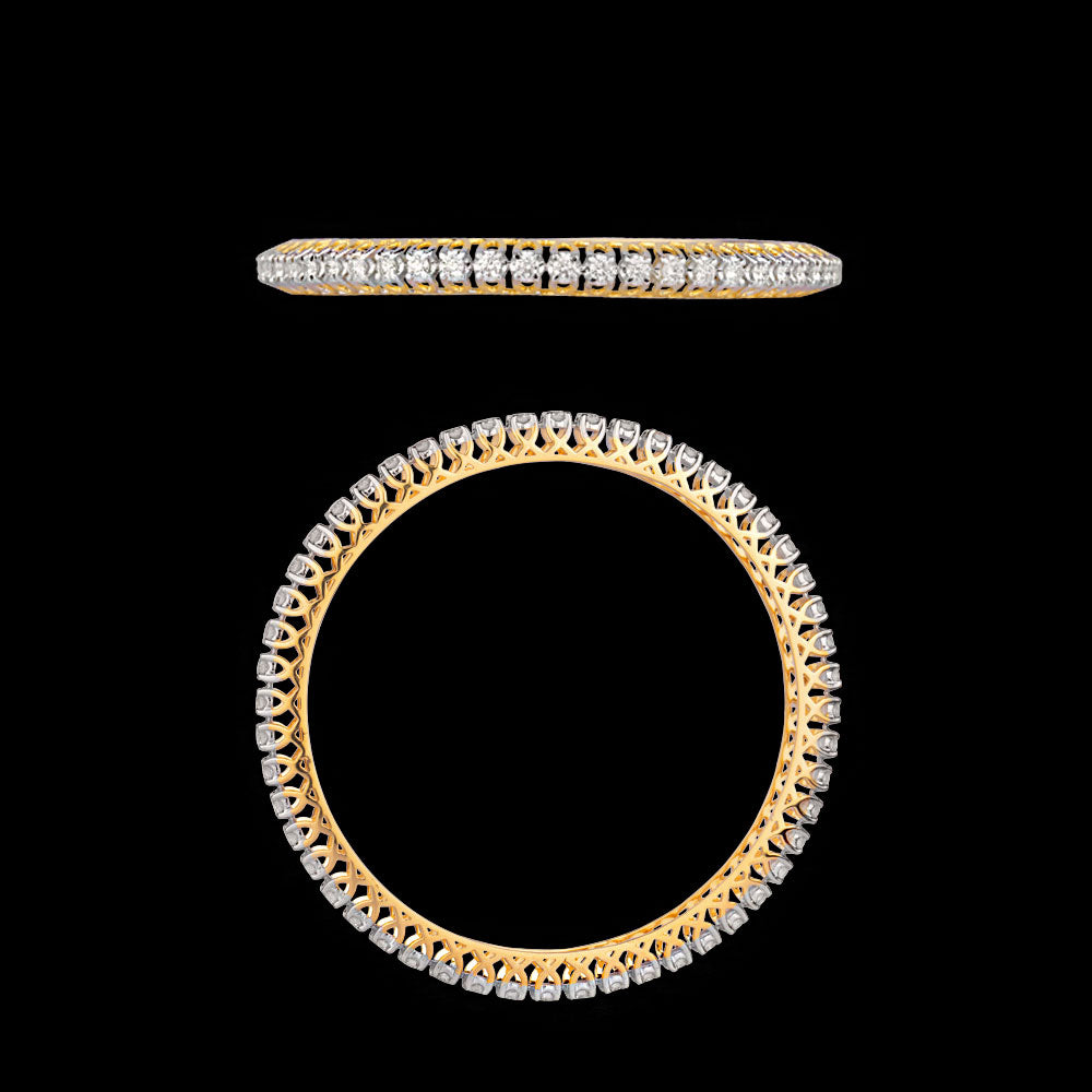 14K Yellow Gold Diamond Bangle - 4.59ct VVS-VS-HI