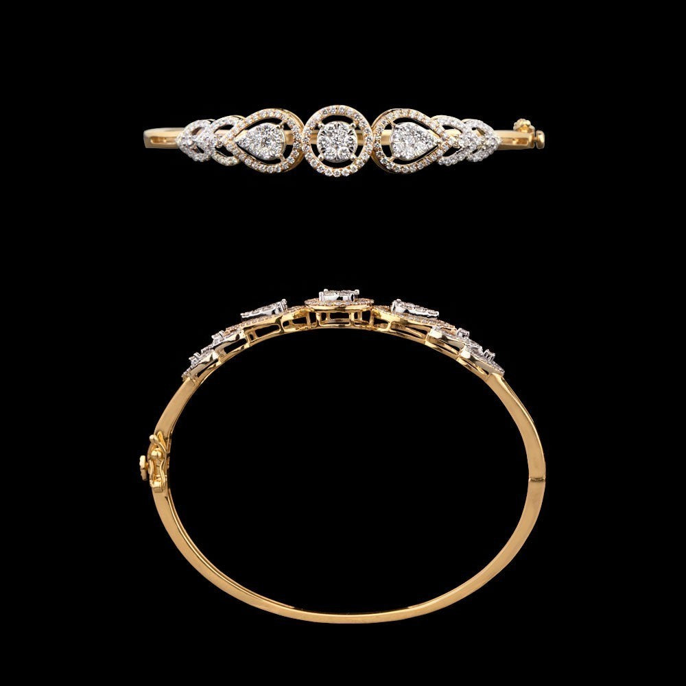 18K Yellow Gold Diamond Kada - 1.74ct VVS-VS-GH
