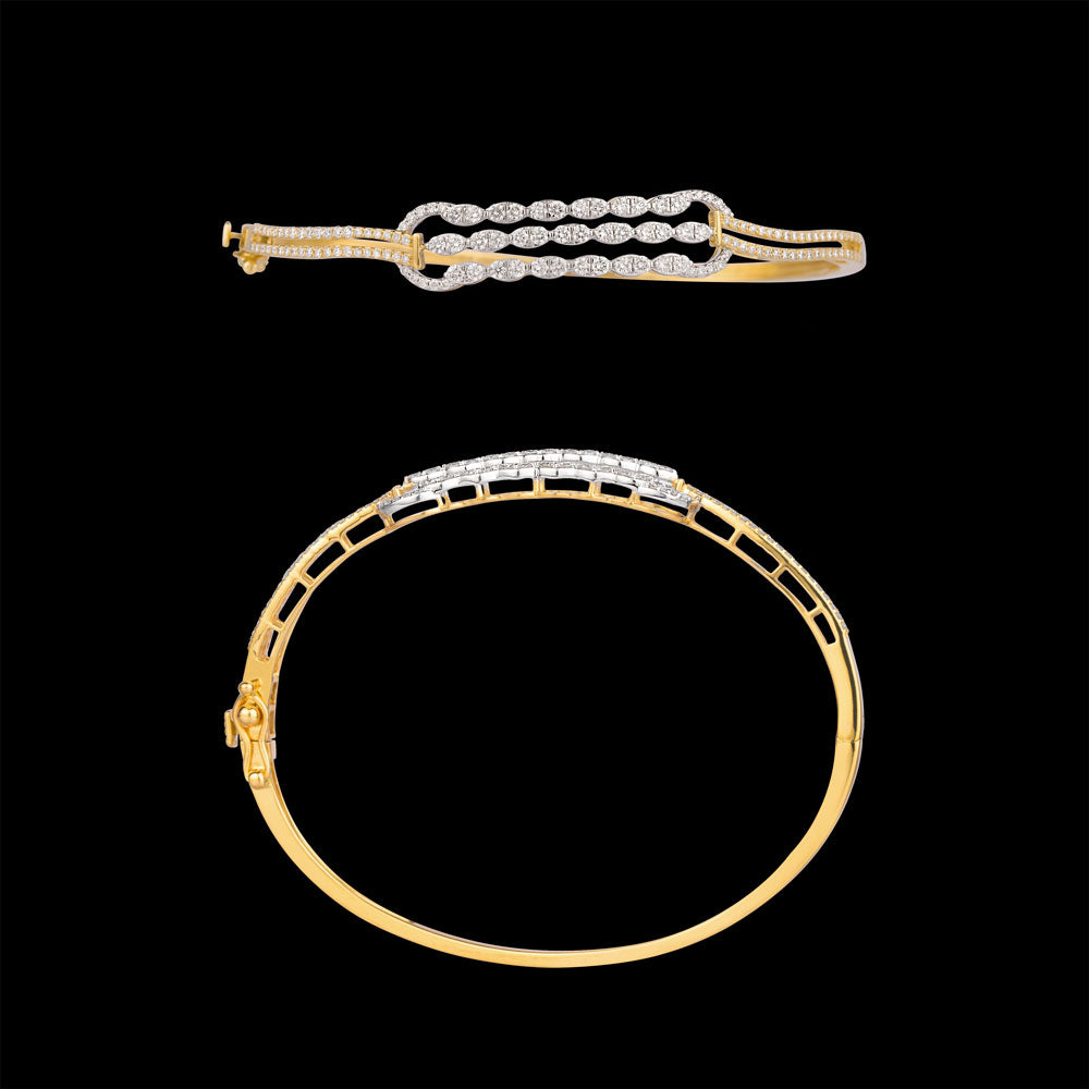 18K Yellow Gold Diamond Kada - 1.12ct VVS-VS-GH