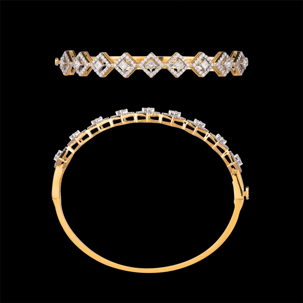 18K Yellow Gold Diamond Kada - 1.59ct VVS-VS-GH