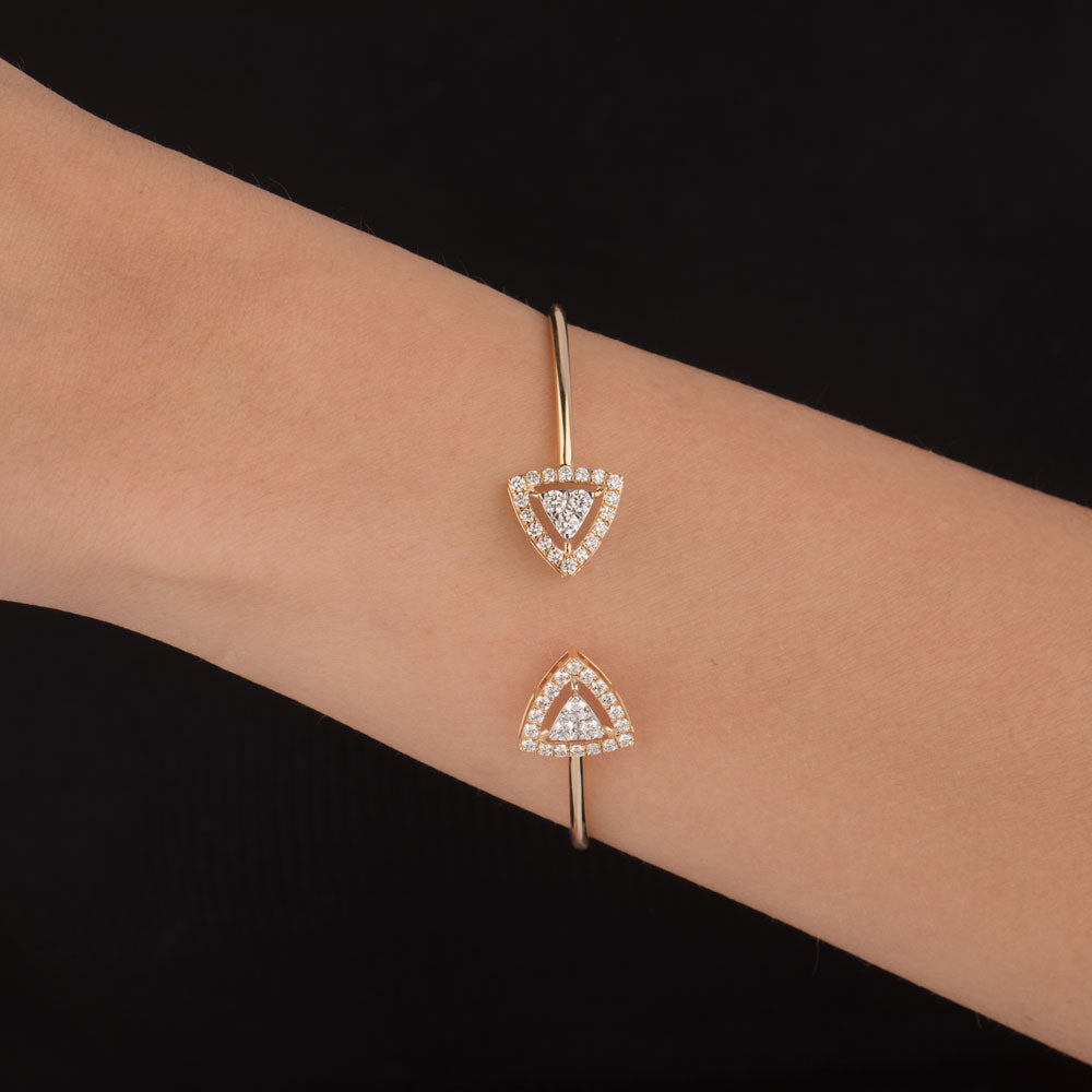18K Yellow Gold Diamond Kada - 1.031ct VVS-VS-GH