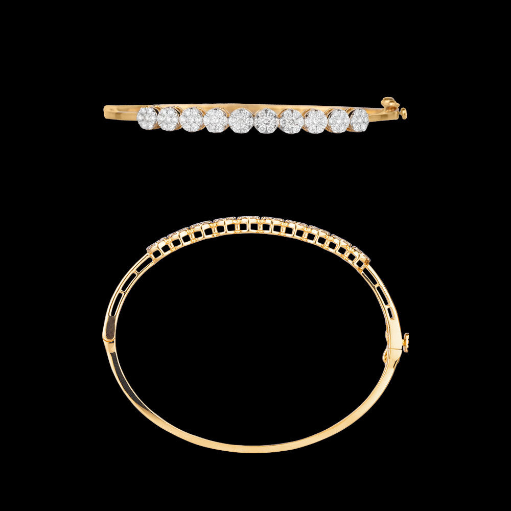 18K Yellow Gold Diamond Kada - 1.43ct SI-GH