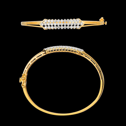 14K Yellow Gold Diamond Kada - 1.212ct VS-SI-JK