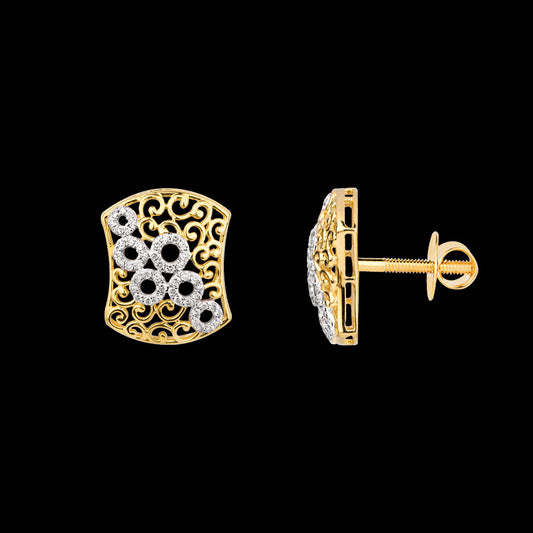 18K Yellow Gold Diamond Earrings - 0.414ct VS-SI-FG
