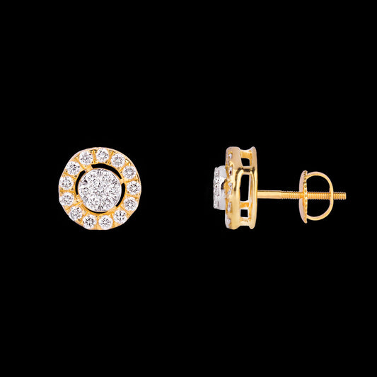 18K Yellow Gold Diamond Earrings - 0.41ct VVS-VS-EF