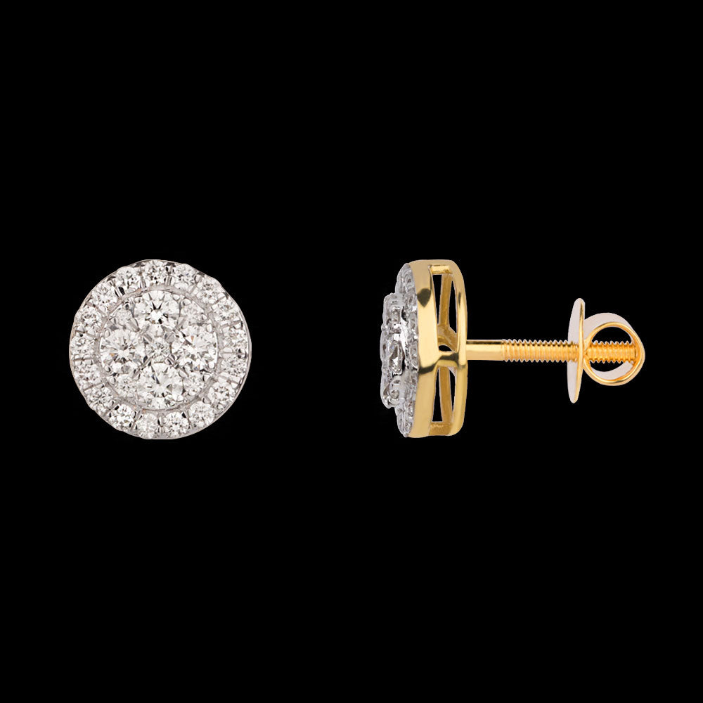 18K Yellow Gold Diamond Earrings - 0.82ct VVS-VS-GH