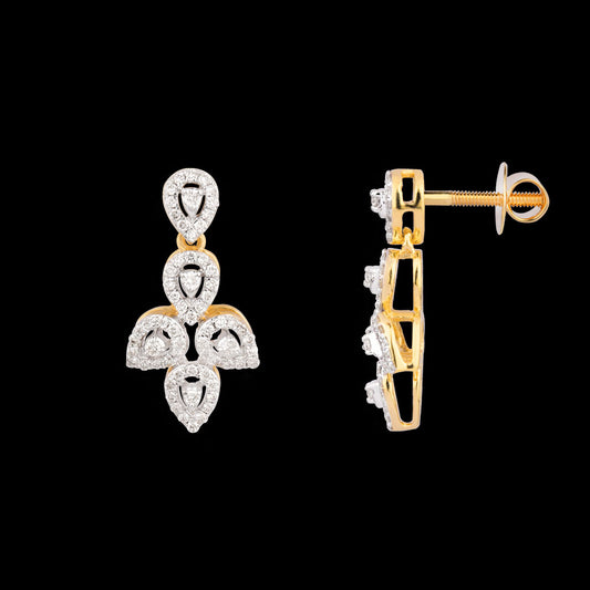 18K Yellow Gold Diamond Earrings - 0.538ct VS-SI-IJ
