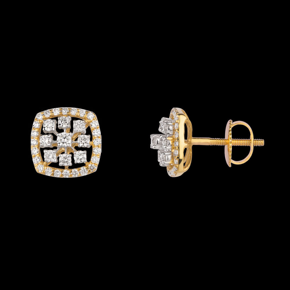 14K Yellow Gold Diamond Earrings - 0.9ct VVS-VS-GH