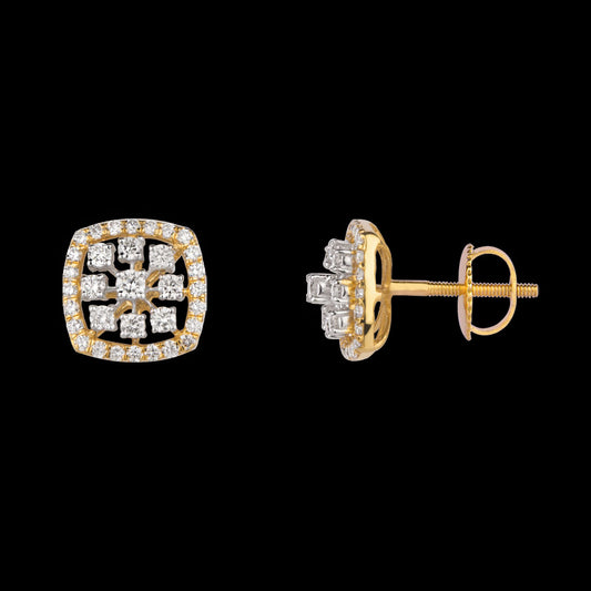 14K Yellow Gold Diamond Earrings - 0.9ct VVS-VS-GH
