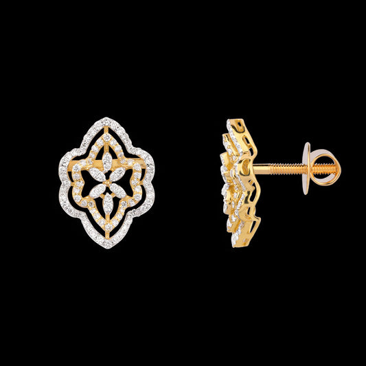 14K Yellow Gold Diamond Earrings - 0.874ct VS-SI-FG