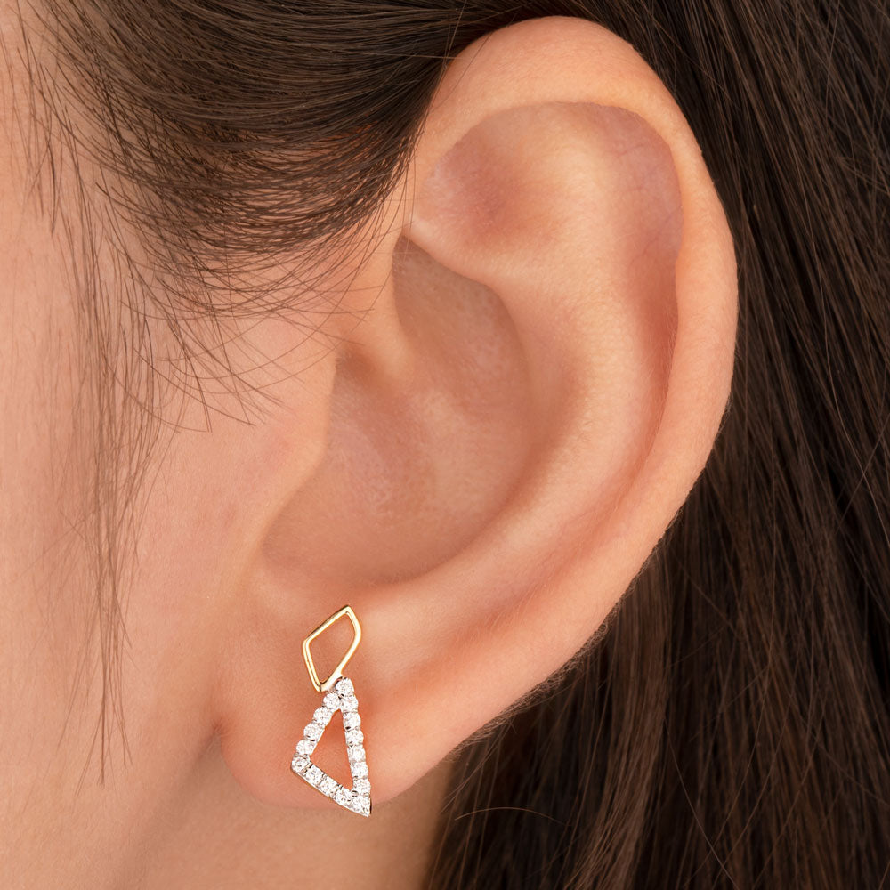 14K Yellow Gold Diamond Earrings - 0.229ct VS-SI-FG