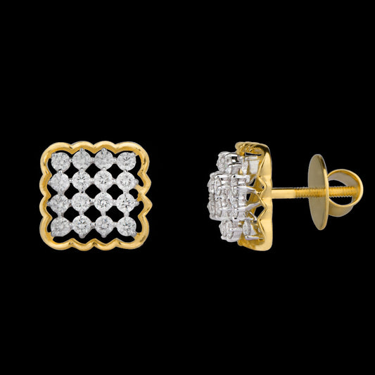 18K Yellow Gold Diamond Earrings - 0.87ct VVS-FG