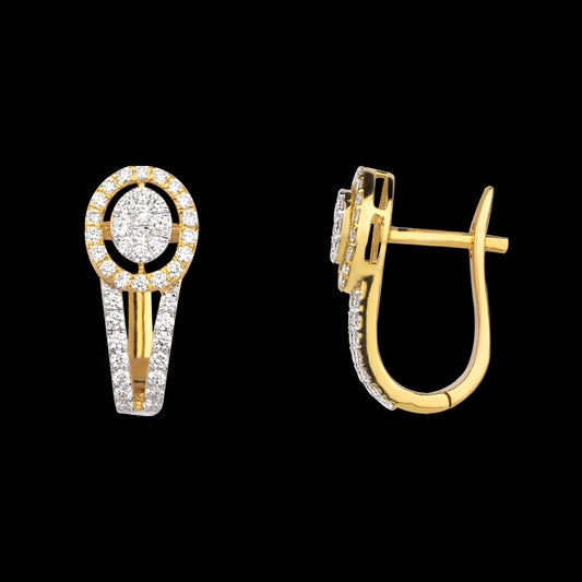 18K Yellow Gold Diamond Earrings - 0.901ct VVS-VS-GH