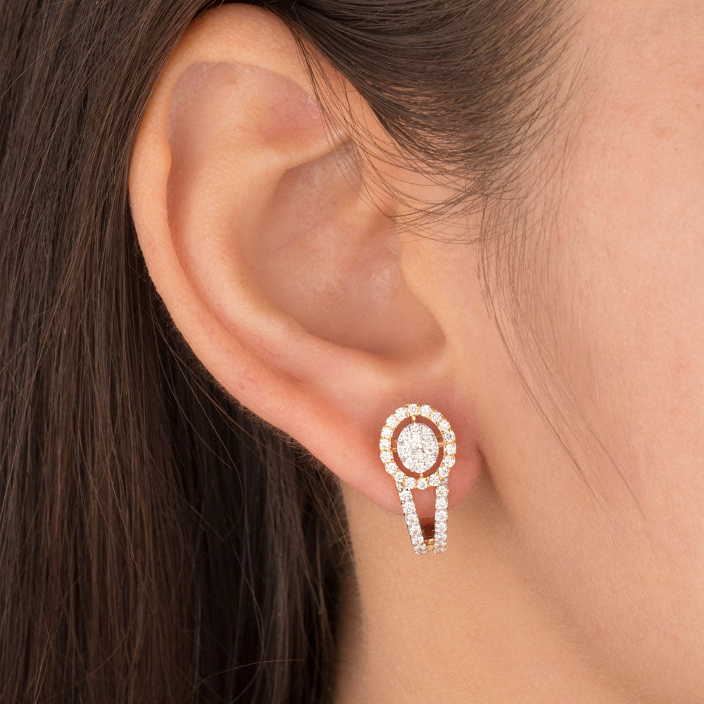 18K Yellow Gold Diamond Earrings - 0.901ct VVS-VS-GH