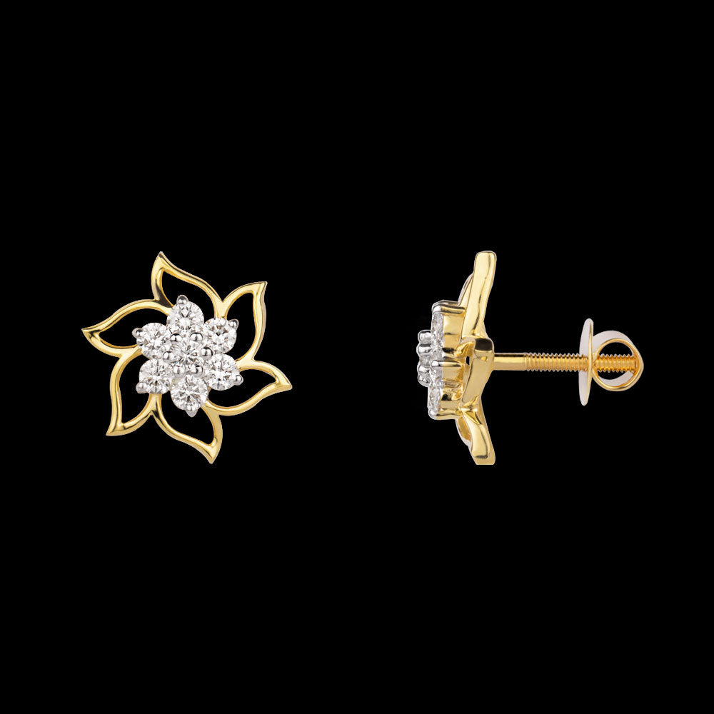 14K Yellow Gold Diamond Earrings - 0.91ct VVS-VS-GH