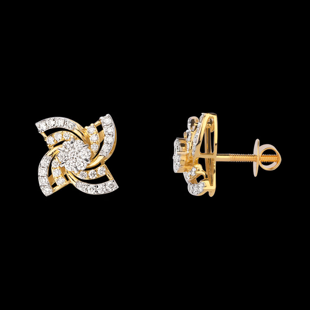 18K Yellow Gold Diamond Earrings - 0.989ct VVS-VS-GH