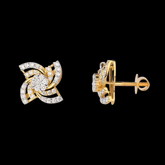 18K Yellow Gold Diamond Earrings - 0.989ct VVS-VS-GH