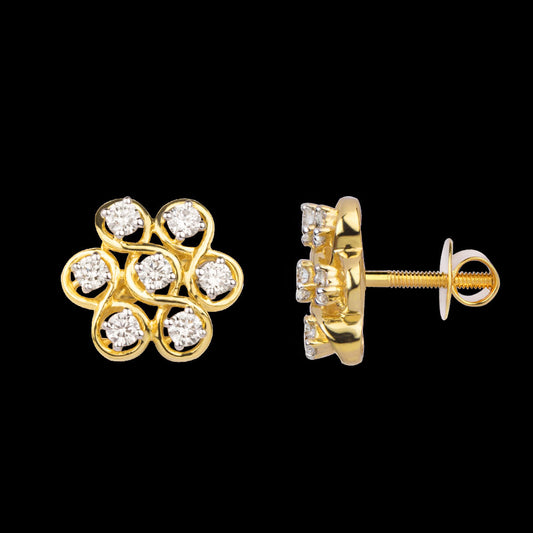 14K Yellow Gold Diamond Earrings - 0.477ct VVS-VS-IJ