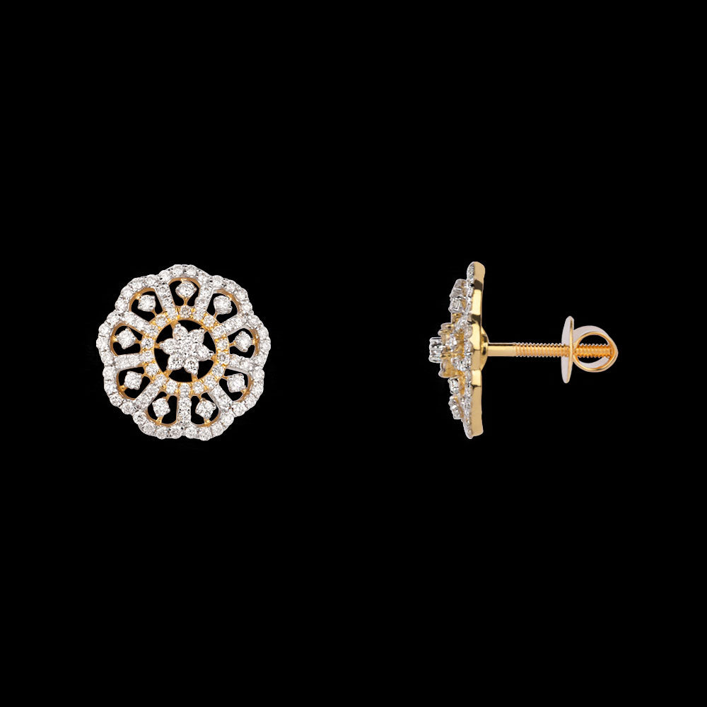 18K Yellow Gold Diamond Earrings - 1.21ct VVS-VS-GH