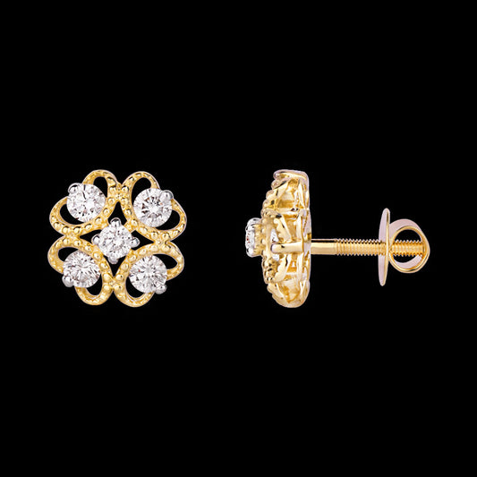 14K Yellow Gold Diamond Earrings - 0.414ct VS-HI