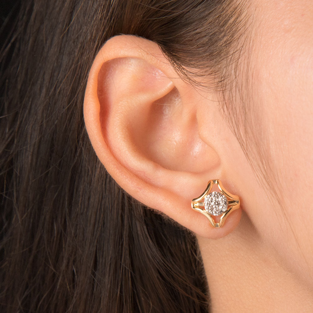 18K Yellow Gold Diamond Earrings - 0.523ct VVS-VS-HI