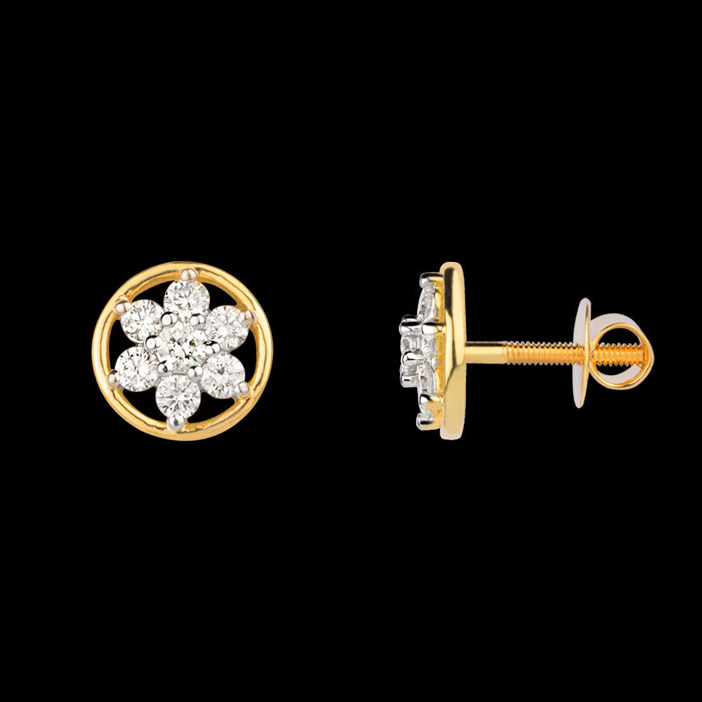 18K Yellow Gold Diamond Earrings - 0.511ct VS-GH